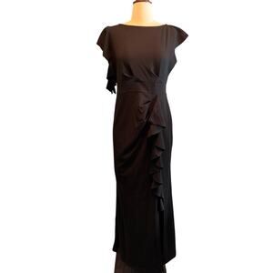 NWT Woosea XL Black Ruffle Mermaid Dress‎ Formal Side Slit Cocktail Gown